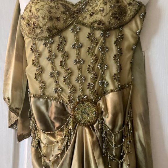 Hand dyed and beaded silk long dress - Picture 2 of 6